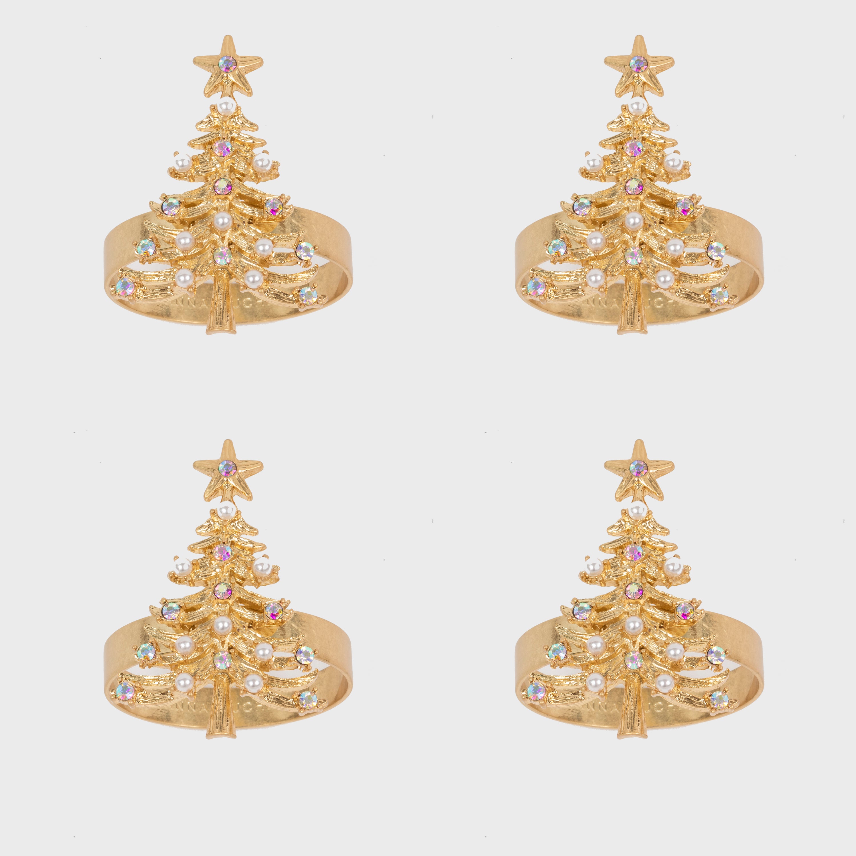 Christmas tree skinny napkin rings, set of four