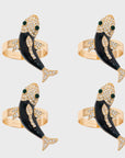 Enamel koi napkin rings, set of four