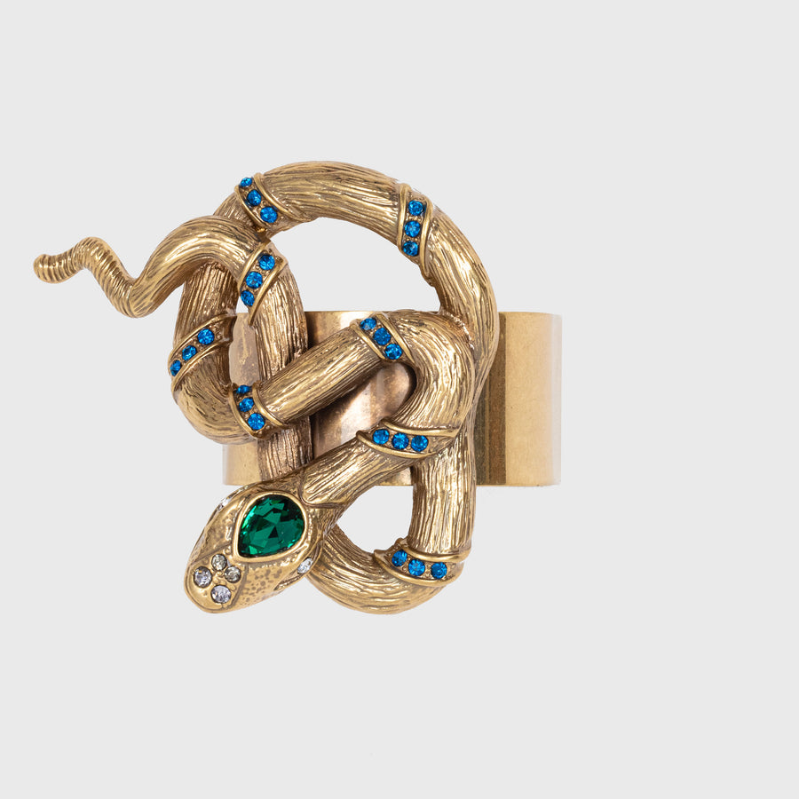 Snake napkin rings, worn gold, set of four