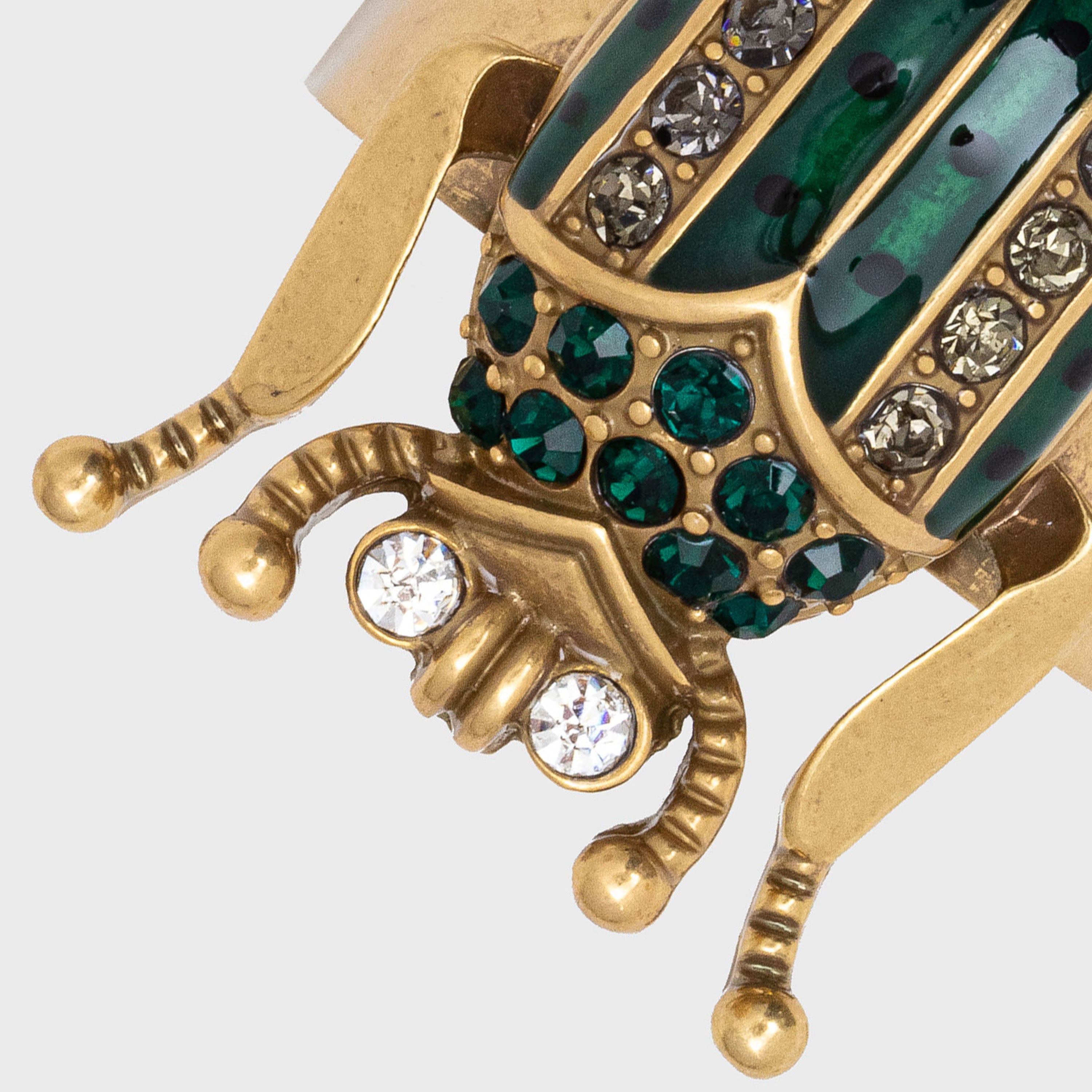 Enamel beetle napkin rings, worn gold, set of four