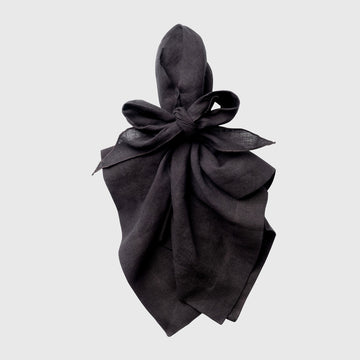 Bow linen napkin, black, set of two
