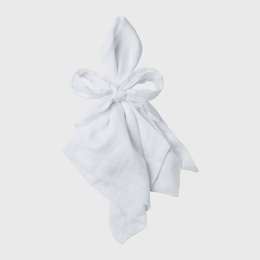 Bow linen napkin, white, set of two