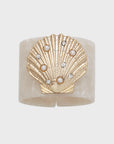 Shell resin napkin rings, pearly white, set of four