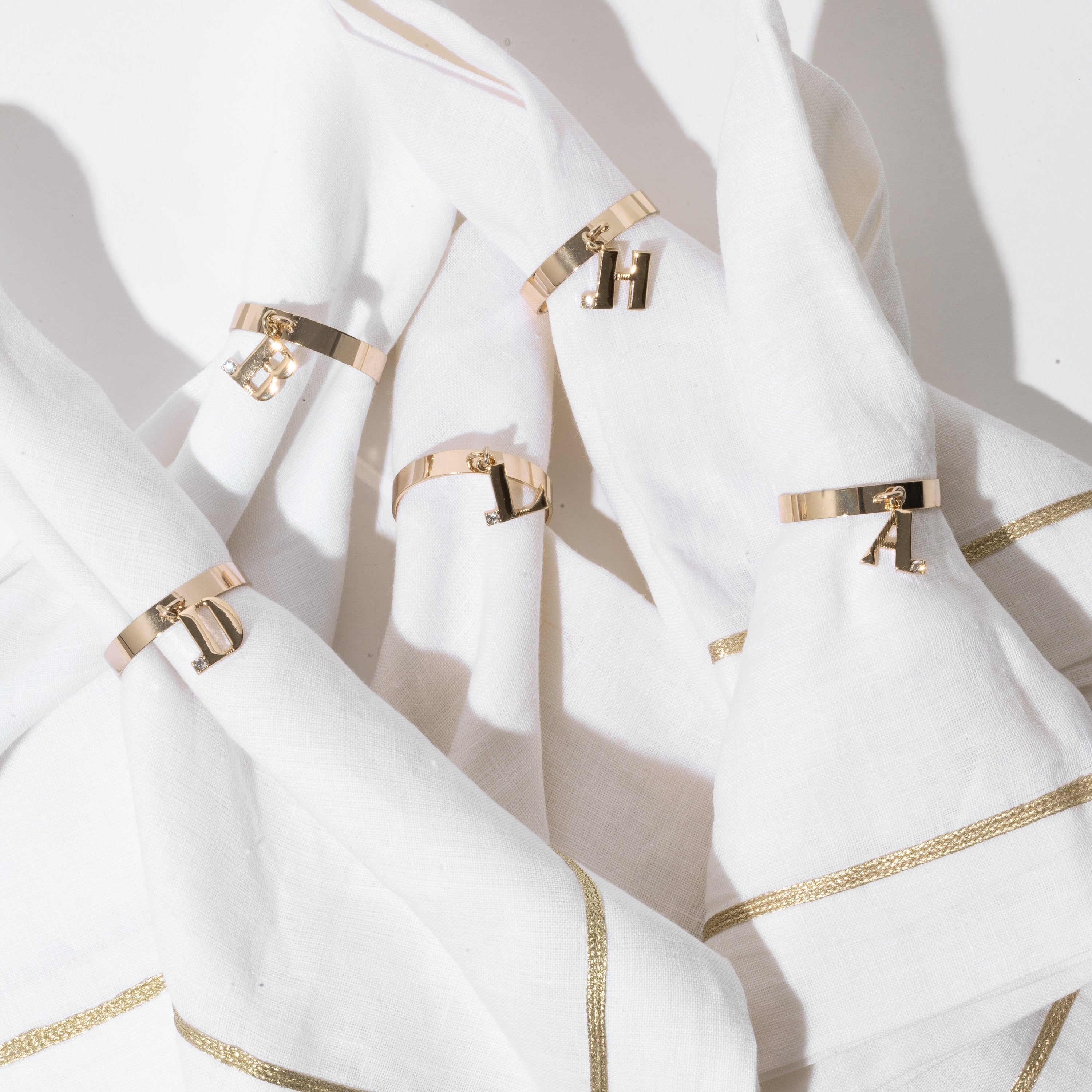 Monogram napkin rings, O , set of four