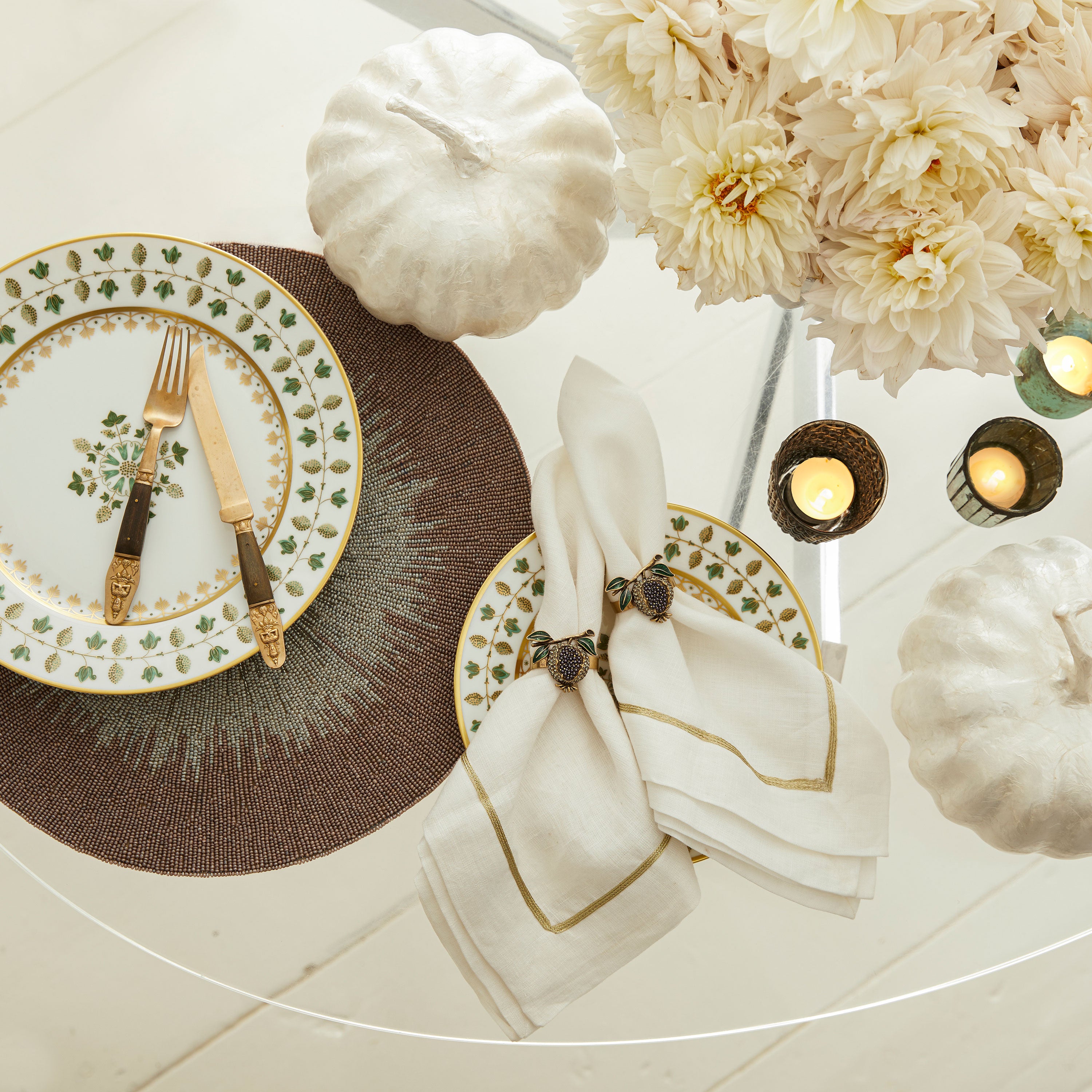 Pomegranate skinny napkin rings, set of four