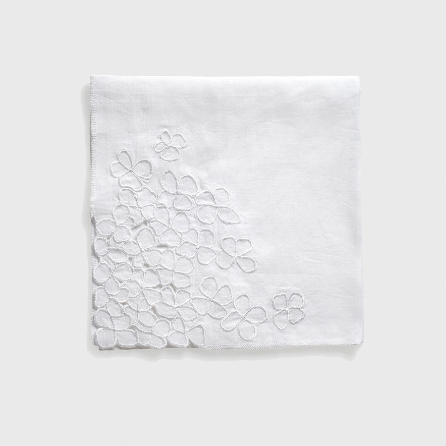 Hydrangea dinner napkins, white, set of two