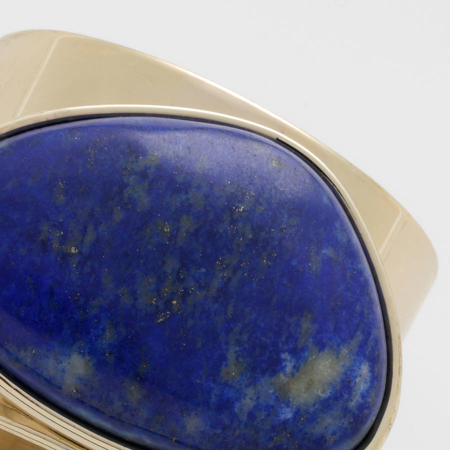 Gilt edge shell napkin rings, lapis lazuli, set of two