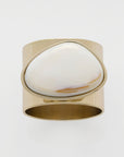 Gilt edge shell napkin rings, mother of pearl, set of two