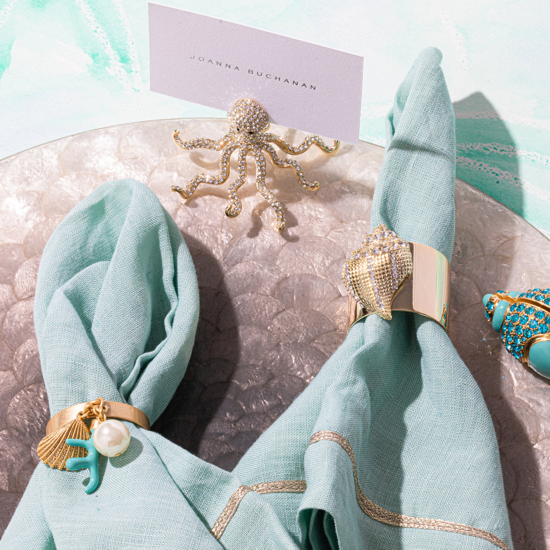 Sparkle Shell Napkin Rings | Set of 2 | Table Setting Decor – Joanna ...