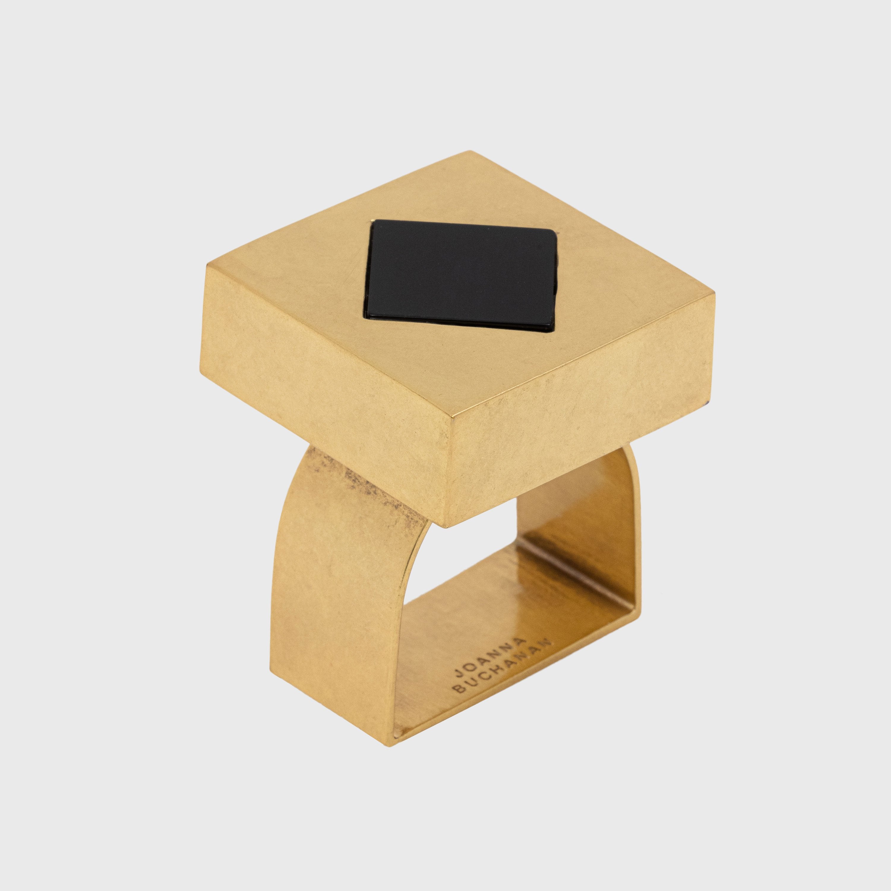 Deco cube napkin rings, hematite, set of four